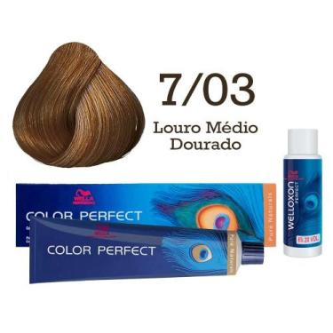Imagem de Coloração Color Perfect 7/03 Louro Médio Dourado + Ox 20  Wella - Well