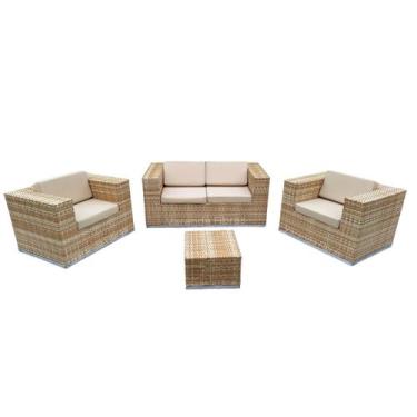 Imagem de Conjunto Sofá Fibra Sintética Alumínio Varanda Área Externa - Varanda 