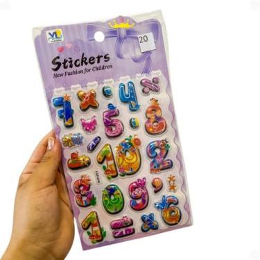 Imagem de Cartela de Adesivos 3D - Animais Comidas Dinossauro Unicornio Astronau