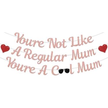 Imagem de Faixa You're Not Like A Regular Mum You're A Cool Mum, Happy Mothers Day Decorations, Best Mom Ever Party Decor Sign, The Mom The Myth The Legend Mother Birthday Party Supplies Rose Gold Red & Black