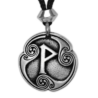 Imagem de Colar com pingente de Rune of Joy Nórdico Wunjo da Pewter Wynn