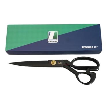 Imagem de Tesoura Alfaiate Costura Reforçada Titanium Profissional 12" Artesanato Teflon Cortar Tecido Aço Alemão Crina de Cavalo Tapeceiro