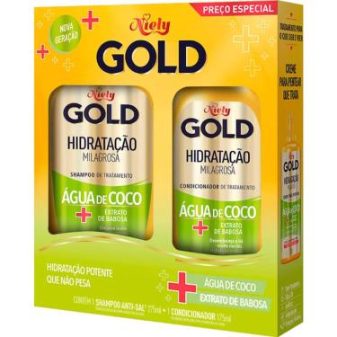 Imagem de Shampoo e Condicionador Niely Gold Hidratação Milagrosa Água de Coco + Extrato de Babosa