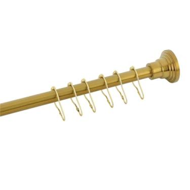 Imagem de Kingston Brass SCC2817 Edenscape 96.5 cm-152.4 cm Varão de cortina de chuveiro ajustável de aço inoxidável com anéis, 7 cm (C) x 96 cm (L) x 6 cm (A), latão escovado