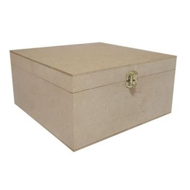 Imagem de Caixa Quadrada com Dobradiça e Fecho Personalizado 20x20x10 Kit 5un Md