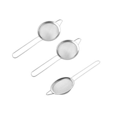 Imagem de Genérico, Peneira Pequena Aço Inox 8cm Cabo Cozinha Confeitaria 3un