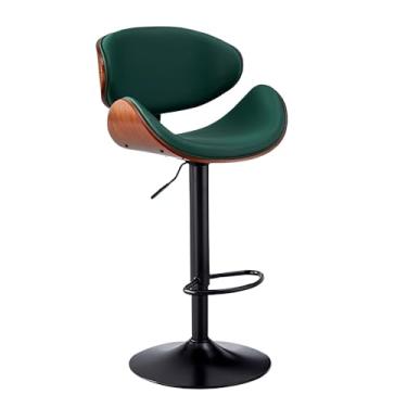 Imagem de Lzyjckh Bancos de bar, Cadeiras de bar giratórias modernas Bancos de bar ajustáveis ​​de couro PU Bancos de bar giratórios com apoio para os pés para cozinha doméstica,Green