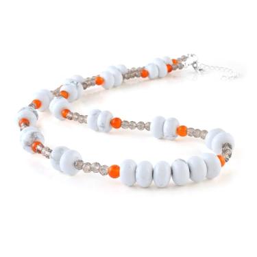 Imagem de Vatslacreations Colar gargantilha feminina com contas, joia de praia boho colorida, colar de surfista de pedra natural com fecho lagosta de prata esterlina 925 e corrente ajustável, 50 CM, Gema