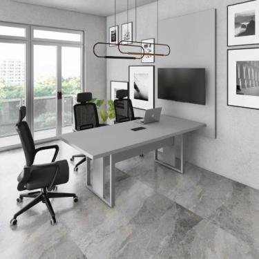 Imagem de Mesa Industrial 2m 1 Cx de Tomada Pé Metal e Painel de TV F5 - F5 Offi