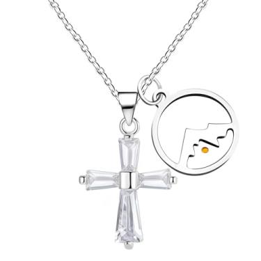 Imagem de Mayfaith Colar de cruz de zircão brilhante moderno europeu e americano, colar de fé de semente de mostarda masculino e feminino, um presente para si mesmo, família e amigos próximos YA938, Adjustable,