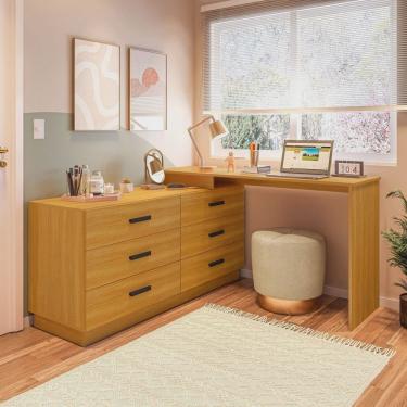 Imagem de Cômoda com Escrivaninha em L com 6 Gavetas Leonie Yescasa