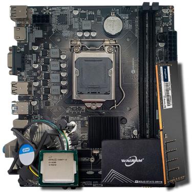 Imagem de Kit Placa Mãe H110 Com Cooler 1151, Processador i3-6100, Memória ram 8GB DDR4, ssd 256GB