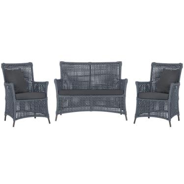 Imagem de Jogo Sofá e 2 Poltronas de Área Igapó Alumínio Pintura Marrom Corda Náutica Estofado 11 Trama