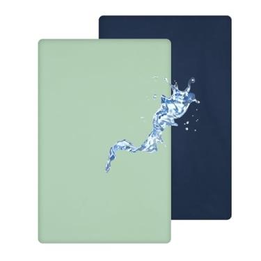 Imagem de david's kids Lençóis de berço à prova d'água, pacote com 2 protetores de colchão macios e respiráveis para meninos e meninas, ajuste universal para colchões Pack N Play, playard e mini berço, azul