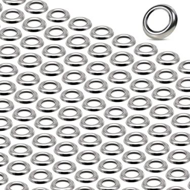 Imagem de MADCATZ Pacote com 100 anéis 304 aço inoxidável cromados anéis de acabamento em moldura de 3/4 polegadas montagem em superfície redonda LED botão de folga lateral luzes de marcador Kits de capas 304 anéis