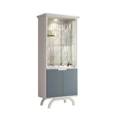 Imagem de Cristaleira Vicenza 100% MDF Off White/Cinza - New Ceval