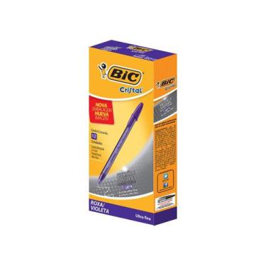 Imagem de Caneta Esferográfica 0.7Mm Cristal Fina Fashion Roxa 12Un - BIC