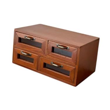 Imagem de ＫＬＫＣＭＳ Organizador da mesa com 4 gavetas, caixa de armazenamento de madeira decorativa retro stand riser para a cômoda de porta -cômodas