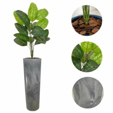 Imagem de Planta Artificial Comigo Ninguém Pode + Vaso Coluna Premium - FlorImp