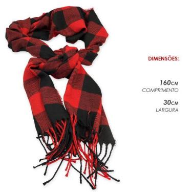 Imagem de Cachecol Xadrez Vermelho e Preto desing moderno Moda quentinho para in