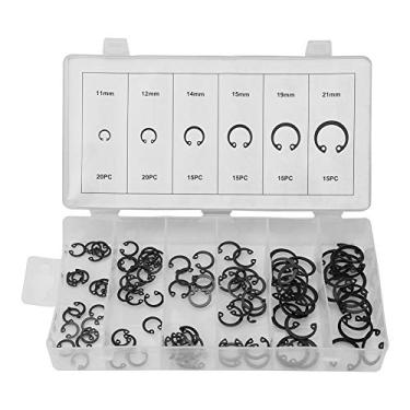 Imagem de 100pcs Preto C Clips Snap Circlip Shop Sortimento Kit de Retenção de Trava Externa Interna para Fixadores Industriais 11mm - 21mm 6 Tamanhos Com Caixa