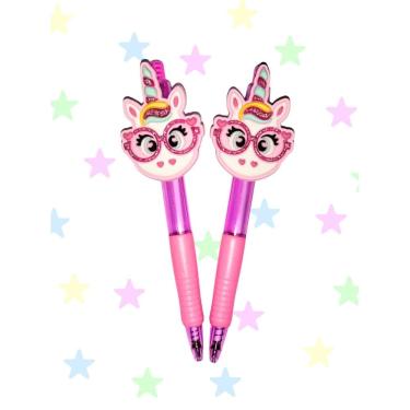 Imagem de 02 Canetas Unicórnio Fofo esferográfica material escolar kawai papelaria escola aniversario lembrancinha volta as aulas