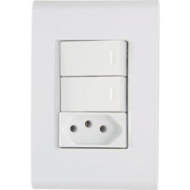 Imagem de 2 Interruptores Simples + Tomada 2P+T 10A 250V Branco Liz Tramontina -