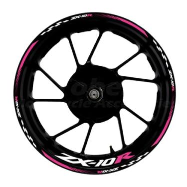 Imagem de Awonderful Kit de listras refletivas para motocicleta, adesivos de aro de roda de vinil compatíveis com Kawasaki ZX-10R 2004-2024 (vermelho melancia)