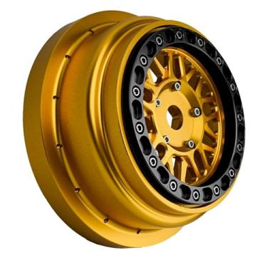 Imagem de BeaxTurbo Racing Upgrade Parts CNC Aluminum Bead Lock Wheel for Losi Super Baja Rey SBR 2.0 1/6 1pcs Gold (Gold-Black)