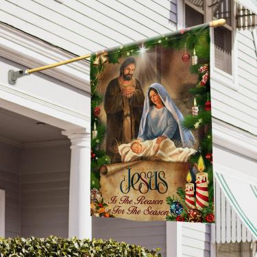 Imagem de FLAGWIX Presentes católicos cristãos de Natal para mulheres, homens, vovô, vovó, presentes religiosos de orações inspiradoras, decorações de natal para casa, bandeira de casa de decoração religiosa (75 cm x 100 cm)