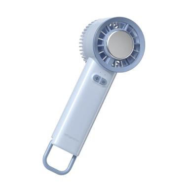 Imagem de WeiLaiKeQi Fã de ventilador de manuseio de ventilador pessoal recarregável multiuso suporte dobrável silencioso 3 velocidade ajustável para o chão de maquiagem, Azul