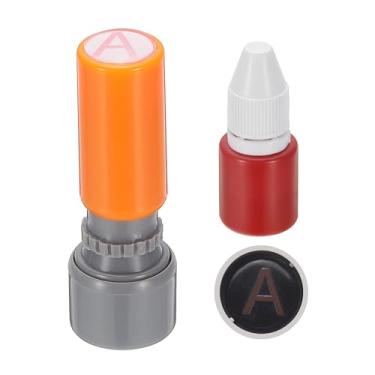 Imagem de PATIKIL Carimbos de letras, autotinta, alfabeto A, professor, tinta vermelha para caderno de aula, scrapbook, artesanato, laranja