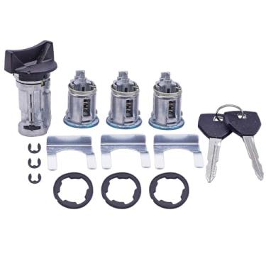 Imagem de Cilindro de bloqueio de interruptor de ignição 4720929K e cilindro de fechadura de porta compatível com Jeep Cherokee 91-96, Wrangler 91-95, compatível com Dodge B150 B250 B350 D150 17250.05 924-908