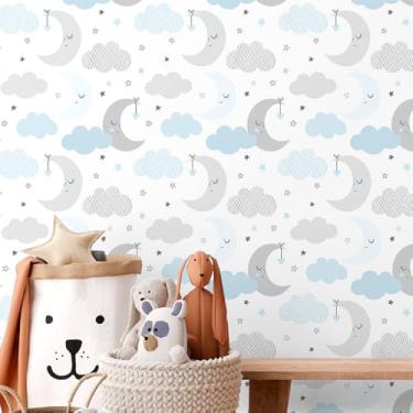 Imagem de Papel de Parede Adesivo Quarto Infantil Noite Azul