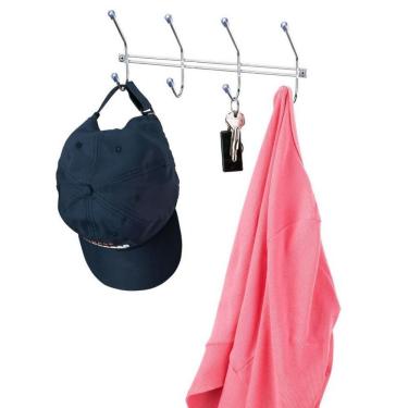 Imagem de Cabideiro Social Em Aço Cromado Utimil Com 4 Ganchos 28 Cm Cromado