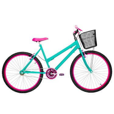 Imagem de Bicicleta Feminina Aro 26 Mtb Alumínio Colorido Cor Verde água E Pink