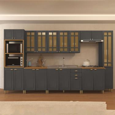 Imagem de Cozinha Completa 8 Peças 20 Portas 2 Gavetas Paris Indekes Chumbo