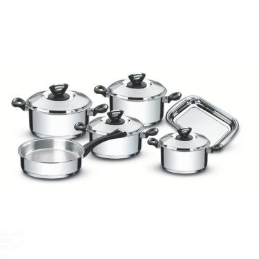 Imagem de Jogo De Panelas Solar Baquelite Em Aço Inox Fundo Triplo Com Cabos E Alças De Baquelite 6