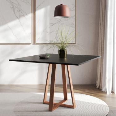 Imagem de Mesa De Jantar Mônaco 110Cm Tampo Preto Pés Cobre - Preto
