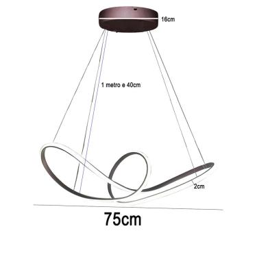 Imagem de Lustre Pendente Aneis Infinito Arco 3 Em 1 Led 49w Luminaria Ambiente Sala De Estar Quarto Cozinha Recepçao Residencial Comercial Decoraçao Luxo