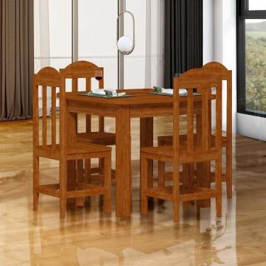 Imagem de Mesa De Jantar Com 4 Cadeiras Madeira Maciça 88 X 88 Mel Safira Nemargi