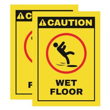Imagem de Haobase 2 peças de adesivo de placa de piso molhado Caution, 25 cm x 17,5 cm, vinil autoadesivo