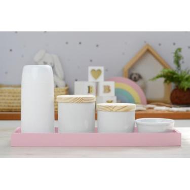 Imagem de Kit Higiene Bebê Moderno Porcelanas Bandeja Mdf Térmica K013 - Ciranda