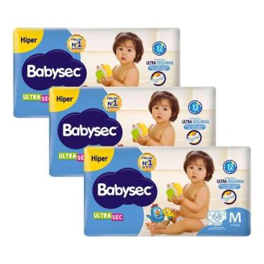 Imagem de Kit 3 Fraldas Babysec Galinha Pintadinha Ultrasec Hiper Tamanho M 68 u