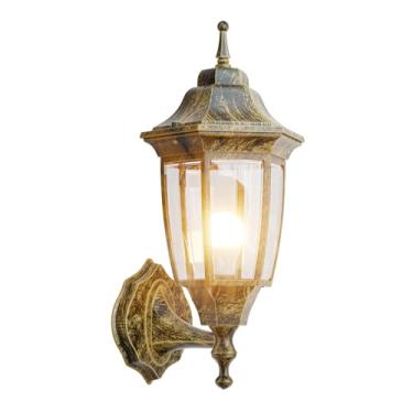 Imagem de EMART Luminária De Parede Para Varanda Frontal Externa, Anticorrosão, À Prova D'Água, Alumínio E Vidro, Parede, Arandela Moderna Áreas Externas, Casa, Garagem - 1 Unidade, Dourada (Lâmpada Inclusa)