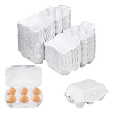 Imagem de IHDYPPEW Pacote Com 50 Cestas Para Ovos, Meia Dúzia De Caixas, Suporte Papel 6 Ovos Cada, Armazenamento, Transporte E Exibição Seguros - Ideal Farm Fresh Eggs, Crafts, Branco (Tamanho Padrão)