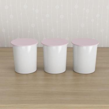 Imagem de Trio de Potes Kit Higiene Para Quarto Infantil Lavável Rosa - Neném na