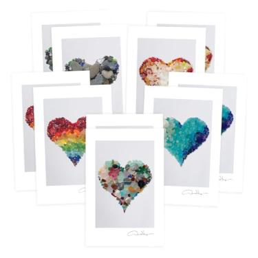 Imagem de Amor - Impressões de cartão postal de corações de vidro do mar. Pacote variado número três. 2 cada um com 5. 4x6 Melhor para cartões de aniversário, notas de agradecimento e convites. Presentes