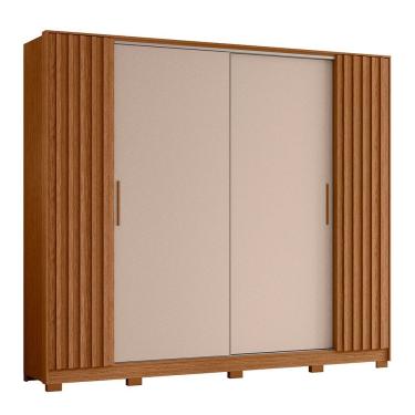 Imagem de Guarda Roupa Jacarandá Ripado Com Portas De Correr Albatroz Jatobá/fendi Metallic