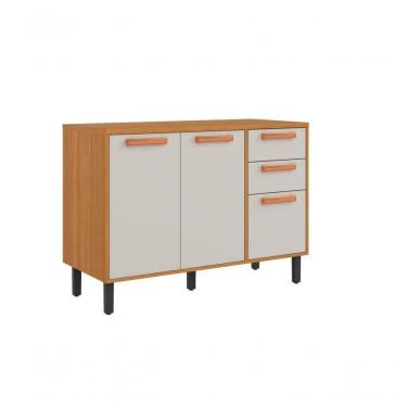Imagem de Balcão 3 Portas 2 Gavetas 120cm Com Tampo Nápoles - Itatiaia Cinamomo-off White